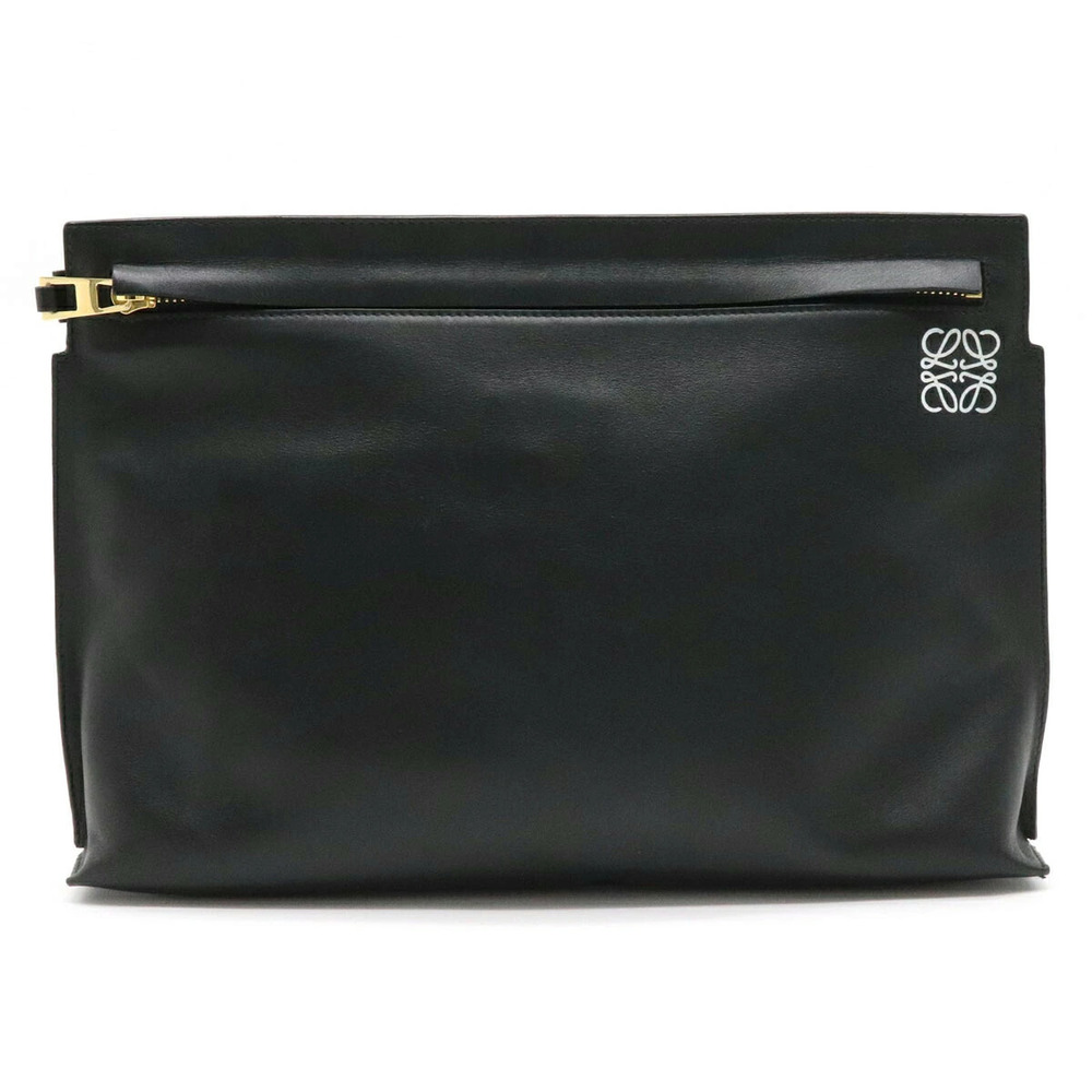 Loewe Anagram T Pouch Clutch Bag Shoulder Multi Leather Black